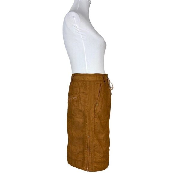 Etcetera Women’s Orange Nylon Drawstring Zip Slit Business Casual Skirt 2/W29‎ - Picture 2 of 13